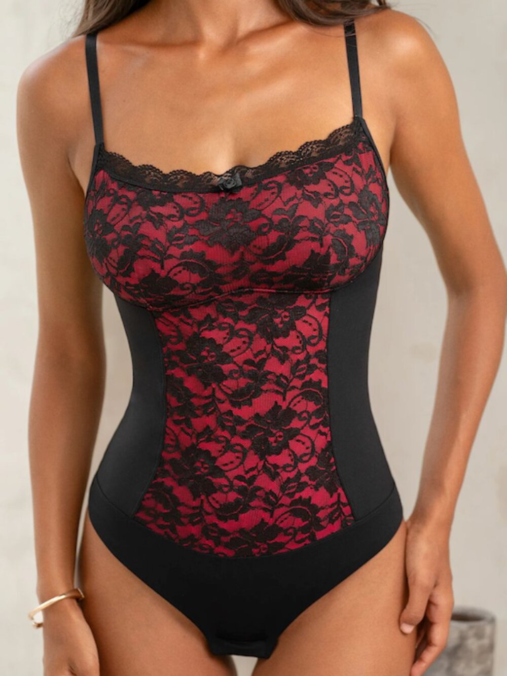 Cupshe Deep Rose Lace Shapewear Bodysuit Size Medium NWT